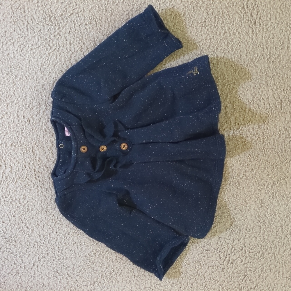 Juicy Couture Sparkling Navy Blue Long Sleeve Jersey Dress Shirt, 12-18M